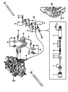  Двигатель Yanmar 3TNV88-XNSS, узел -  Форсунка 