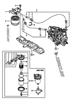  Двигатель Yanmar 4TNV88-XNSS, узел -  Топливопровод 