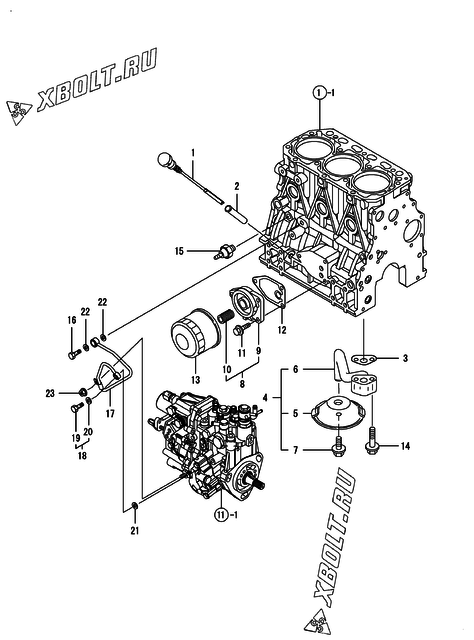  Система смазки двигателя Yanmar 3TNV88-XAT