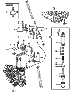  Двигатель Yanmar 3TNV88-XAT, узел -  Форсунка 