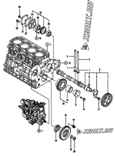  Двигатель Yanmar 4TNV88-XAT, узел -  Распредвал и приводная шестерня 