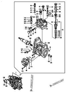  Двигатель Yanmar 4TNV88-XAT, узел -  Топливный насос высокого давления (ТНВД) 