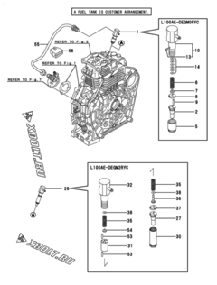  Двигатель Yanmar L100AEDEGMOR, узел -  Форсунка 