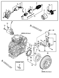  Двигатель Yanmar L100AEDEGMOR, узел -  Стартер и генератор 