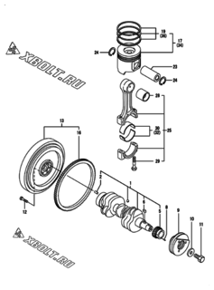  Двигатель Yanmar 3TNV84T-GKL, узел -  Коленвал и поршень 