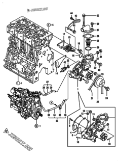  Двигатель Yanmar 3TNV84T-GKL, узел -  Система водяного охлаждения 