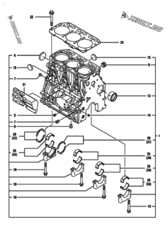  Двигатель Yanmar 3TNV88-PNS, узел -  Блок цилиндров 