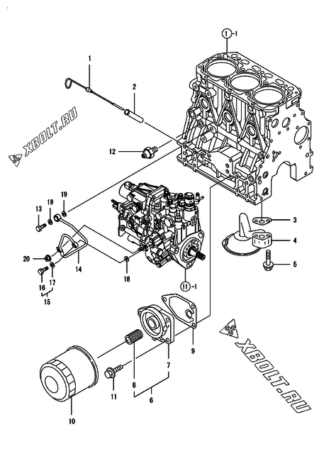  Система смазки двигателя Yanmar 3TNV88-PNS