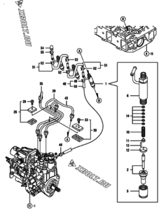  Двигатель Yanmar 3TNV88-PNS, узел -  Форсунка 
