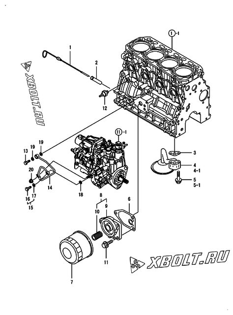  Система смазки двигателя Yanmar 4TNV88-MPZ
