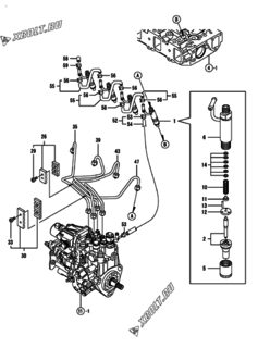  Двигатель Yanmar 4TNV88-MPZ, узел -  Форсунка 