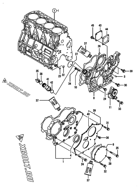  Корпус редуктора двигателя Yanmar 4TNV94L-PIKA1