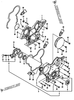  Двигатель Yanmar 2TNV70-KBRC, узел -  Корпус редуктора 