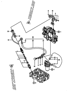  Двигатель Yanmar 2TNV70-KBR, узел -  Форсунка 
