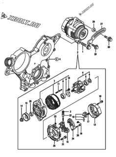  Двигатель Yanmar 2TNV70-KBR, узел -  Генератор 