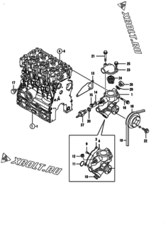  Двигатель Yanmar 3TNV70-KBR, узел -  Система водяного охлаждения 