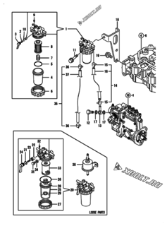  Двигатель Yanmar 3TNV70-KBR, узел -  Топливопровод 