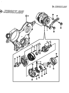  Двигатель Yanmar 3TNV70-KBR, узел -  Генератор 