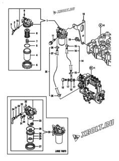  Двигатель Yanmar 3TNV76-CPE, узел -  Топливопровод 