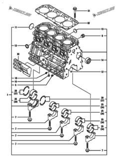  Двигатель Yanmar 4TNV88-SYY, узел -  Блок цилиндров 
