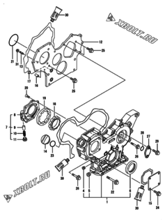  Двигатель Yanmar 4TNV88-SYY, узел -  Корпус редуктора 