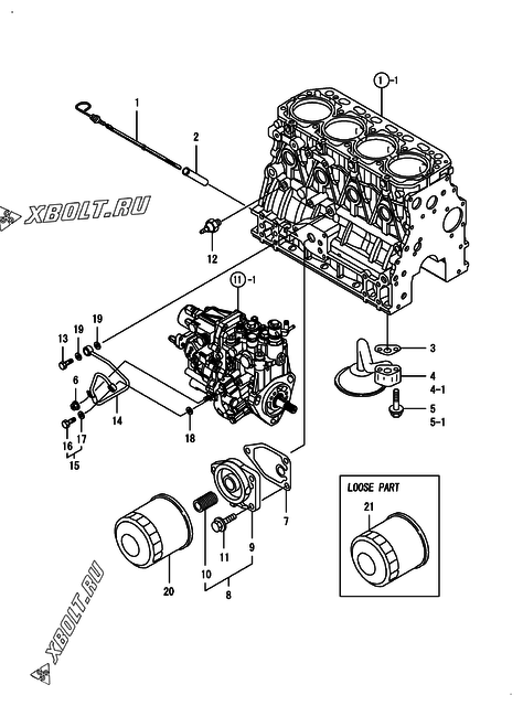  Система смазки двигателя Yanmar 4TNV88-SYY