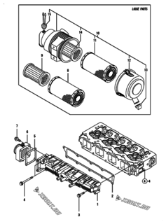  Двигатель Yanmar 4TNV94L-SFN, узел -  Впускной коллектор и воздушный фильтр 