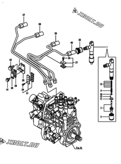 Двигатель Yanmar 4TNV94L-XDBC, узел -  Форсунка 