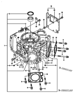  Двигатель Yanmar 2V750-CVTX, узел -  Блок цилиндров 