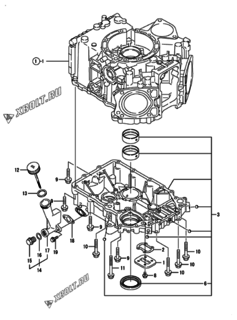  Двигатель Yanmar 2V750-CVTX, узел -  Корпус редуктора 