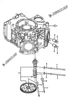  Двигатель Yanmar 2V750-CVTX, узел -  Распредвал 