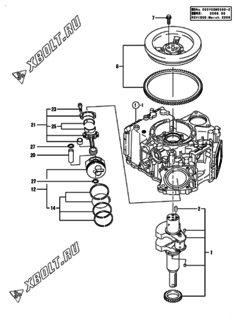  Двигатель Yanmar 2V750-CVTX, узел -  Коленвал и поршень 