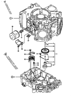  Двигатель Yanmar 2V750-CVTX, узел -  Система смазки 