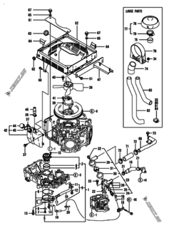  Двигатель Yanmar 2V750-CVTX, узел -  Система водяного охлаждения 