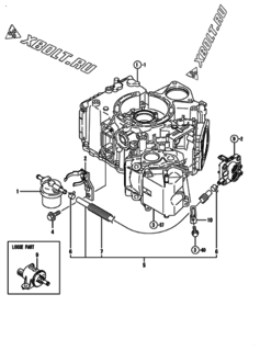  Двигатель Yanmar 2V750-CVTX, узел -  Топливопровод 