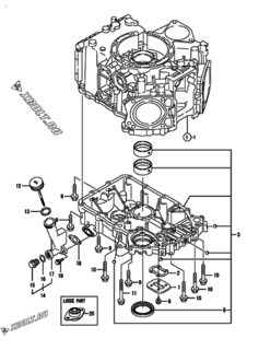  Двигатель Yanmar 2V750-DVCA, узел -  Корпус редуктора 