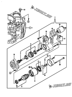  Двигатель Yanmar 2V750-DVCA, узел -  Стартер 