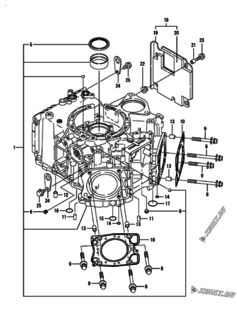 Двигатель Yanmar 2V750-CVDI, узел -  Блок цилиндров 