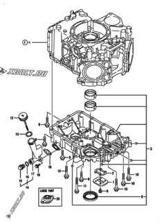  Двигатель Yanmar 2V750-CVDI, узел -  Корпус редуктора 