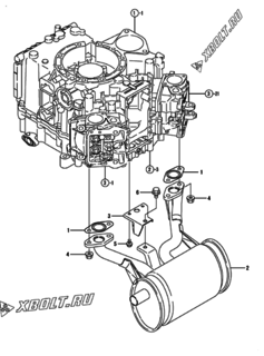  Двигатель Yanmar 2V750-CVDI, узел -  Глушитель 