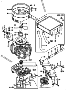  Двигатель Yanmar 2V750-CVDI, узел -  Система водяного охлаждения 