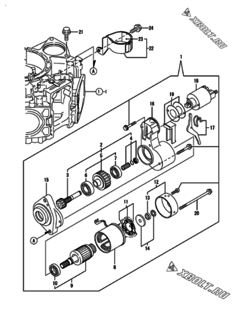  Двигатель Yanmar 2V750-CVDI, узел -  Стартер 