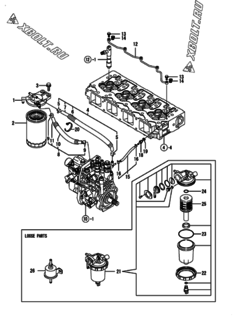  Двигатель Yanmar 4TNV94L-XHYBC, узел -  Топливопровод 