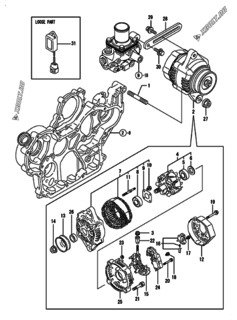  Двигатель Yanmar 4TNV94L-XHYBC, узел -  Генератор 