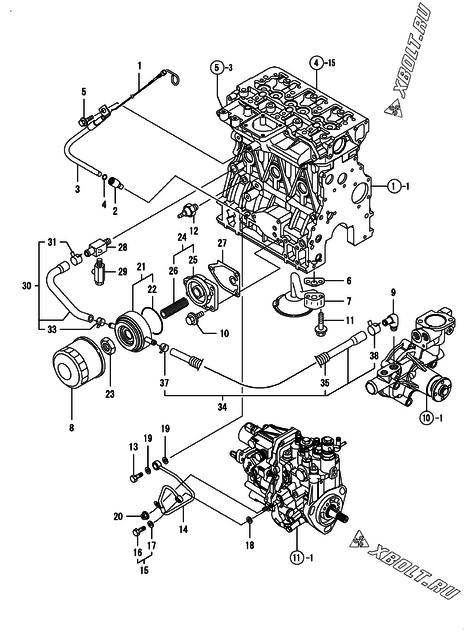 Система смазки двигателя Yanmar 3TNV88-XMS2