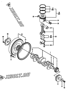  Двигатель Yanmar 4TNV94L-NCKMK, узел -  Коленвал и поршень 