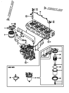 Двигатель Yanmar 4TNV94L-NCKMK, узел -  Топливопровод 