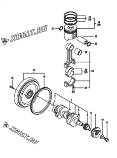  Двигатель Yanmar 3TNV88-DMP, узел -  Коленвал и поршень 