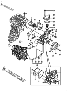  Двигатель Yanmar 3TNV88-DMP, узел -  Система водяного охлаждения 