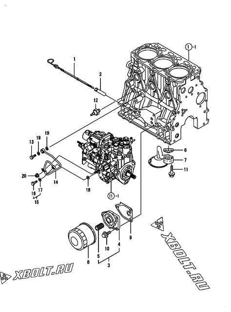  Система смазки двигателя Yanmar 3TNV88-GNP